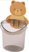 MAA BHAGWTI Plastic Toothbrush Holders for Bathroom,Toothpaste, Comb Teddy Bear Shaped with Water Drain Hole,Waterproof Self Adh