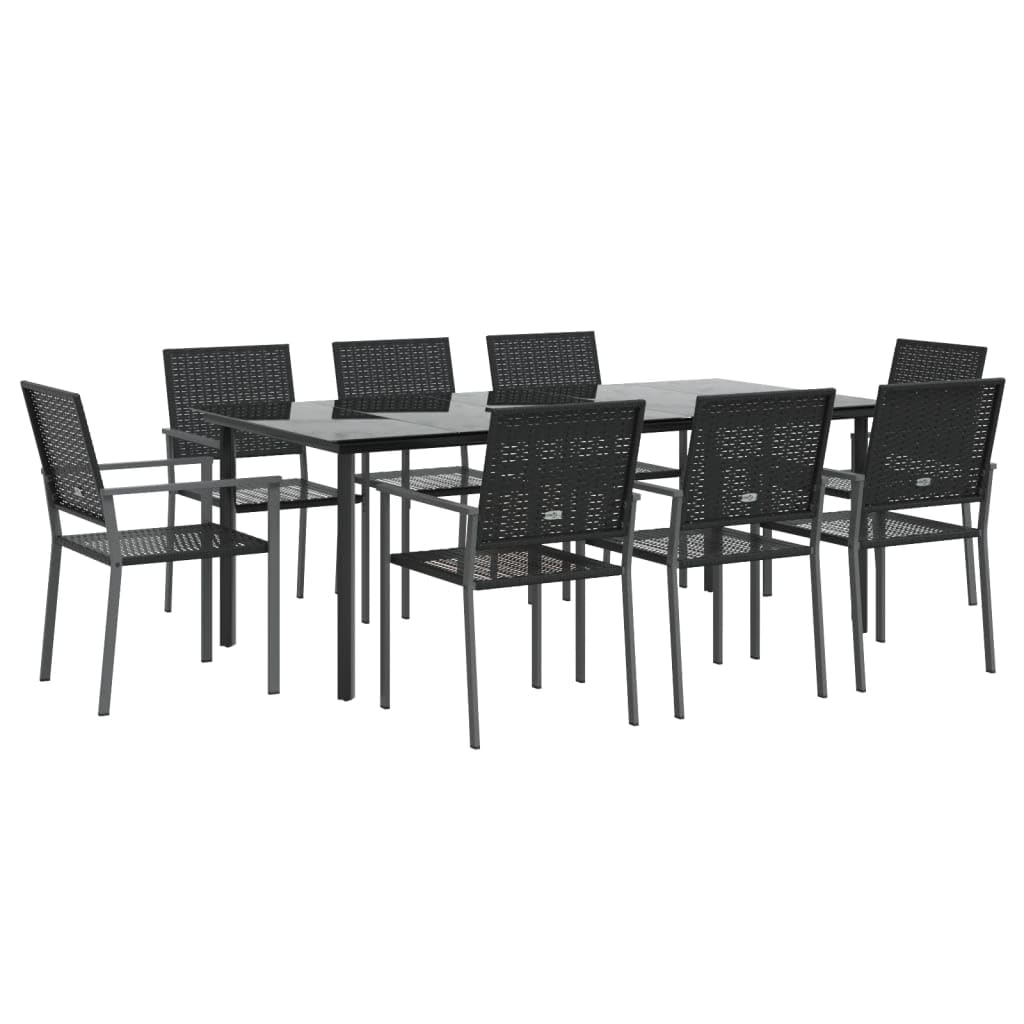 Vidaxl Patio Dining Set 9 Piece, Outdoor Dining Set Patio Furniture, Dining Table And Chair For Backyard Garden, Modern Style, Poly Rattan And Steel