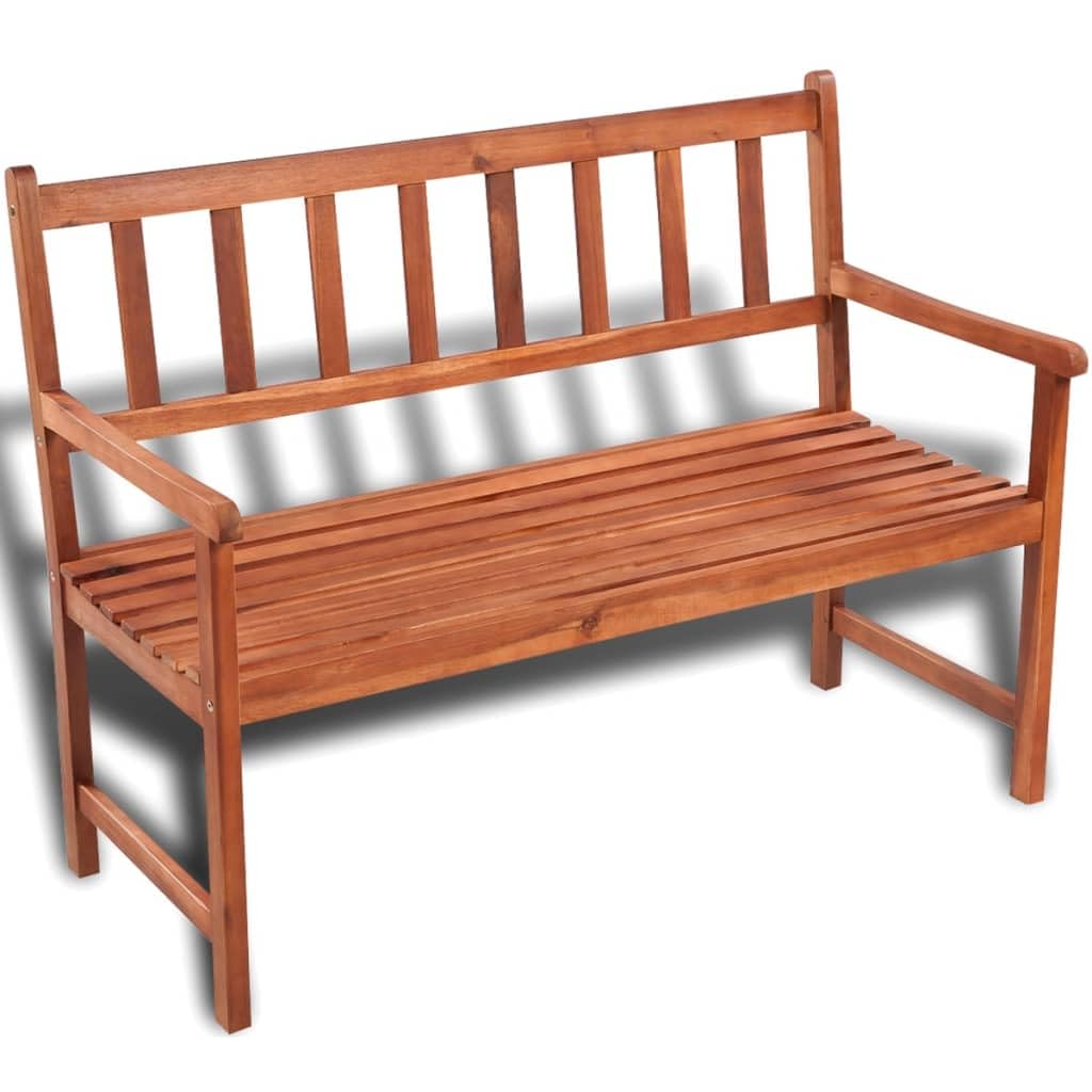 vidaXL Rustic Patio Bench in Solid Acacia Hardwood, 47.2”- Comfortable Outdoor Seating with Armrests and Weather-Resistant Finish