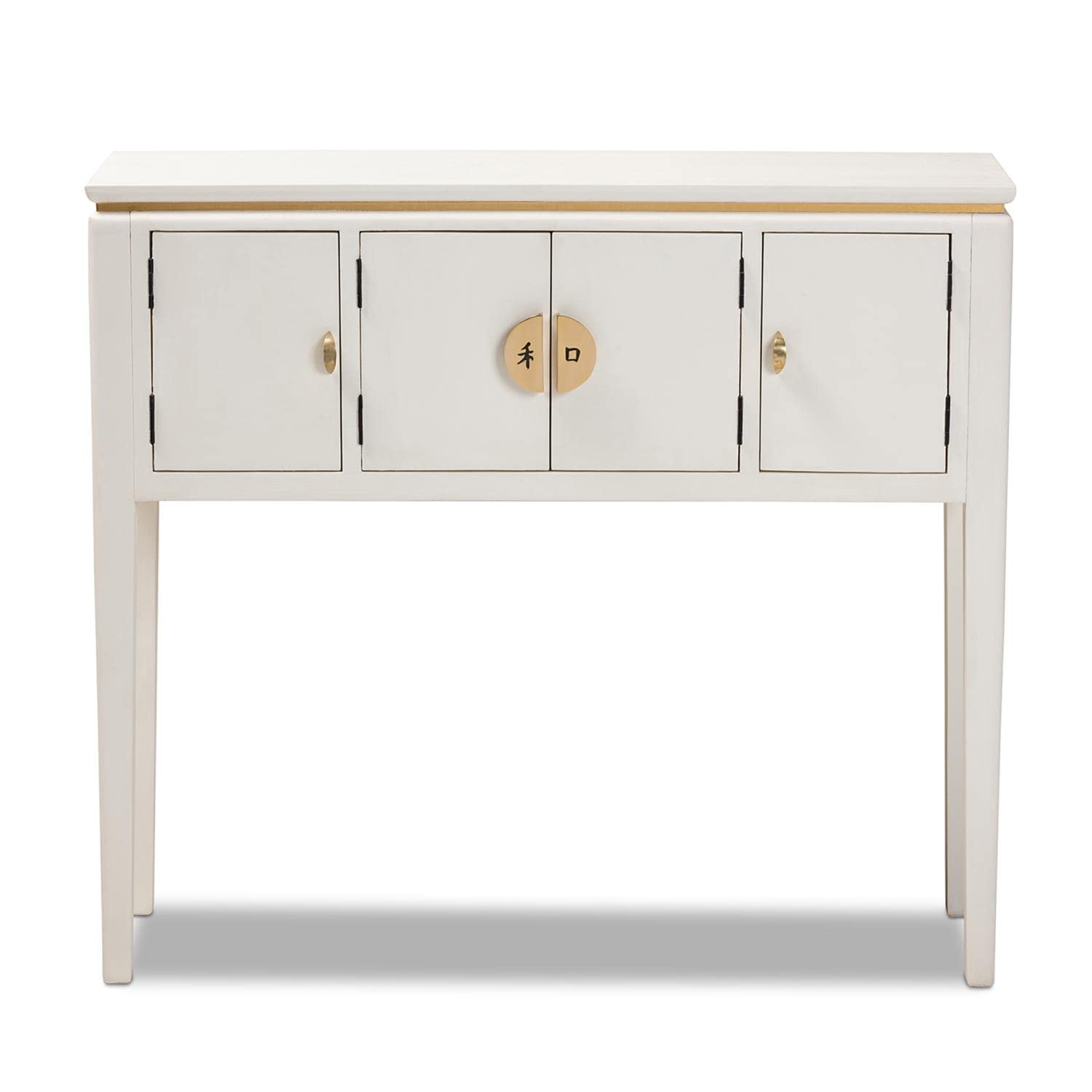 Baxton Studio Aiko Classic and Traditional Japanese-Inspired Off-White Finished 4-Door Wood Console Table
