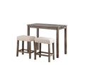 Lilola Home Lux Brown 3 Piece Counter Height 36" Pub Table Set with Tufted Creamy White Linen Stools