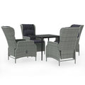 vidaXL Outdoor Dining Set - 5 Piece Patio Furniture with Adjustable Rattan Chairs, Thick Cushions and Glass Tabletop - Perfect for Gardens & Patios - Light Gray