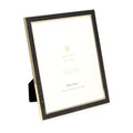 Isaac Jacobs 8x10 Black Leather with Gold Metal (Vertical & Horizontal) Picture Frame, Shagreen Border w/Black Fabric Easel, Wal