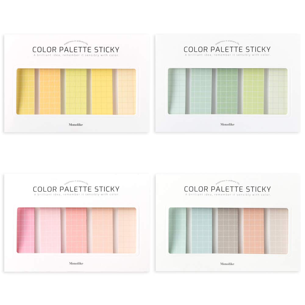 Monolike Color Palette Sticky Grid 500 C Set 4P - Self-Adhesive Memo Pad 30 Sheets