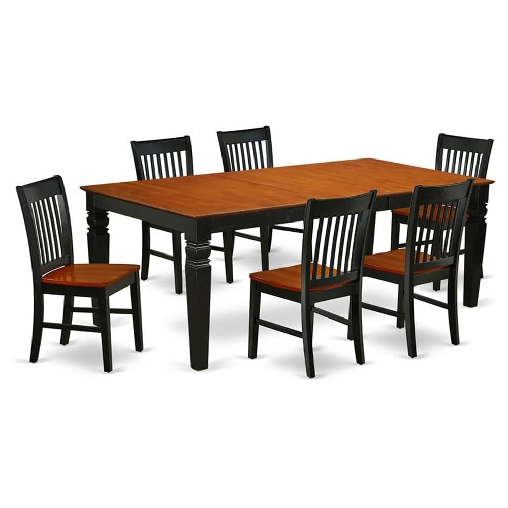 East West Furniture Lgno7-Bch-W 7 Piece Dining Room Furniture Set Consist Of A Rectangle Kitchen Table With Butterfly Leaf And 6 Dining Chairs, 42X84 Inch, Black & Cherry