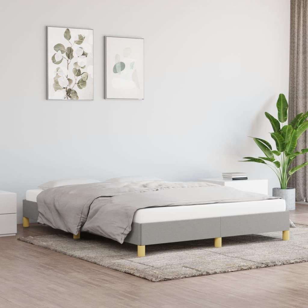 vidaXL Modern-Style Fabric Bed Frame, Queen Size, Light Gray, Suitable for 59.8&quot;x79.9&quot; Mattress, with California Proposition 65 Warning