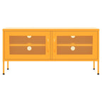 vidaXL Industrial-Style TV Stand - Mustard Yellow - Indoor Entertainment Center with Adjustable Height, Large Storage Capacity & Cable Management - 41.3"x13.8"x19.7"