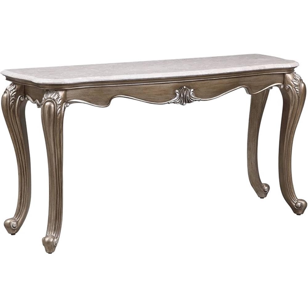 Acme Elozzol Sofa Table in Marble & Antique Bronze Finish