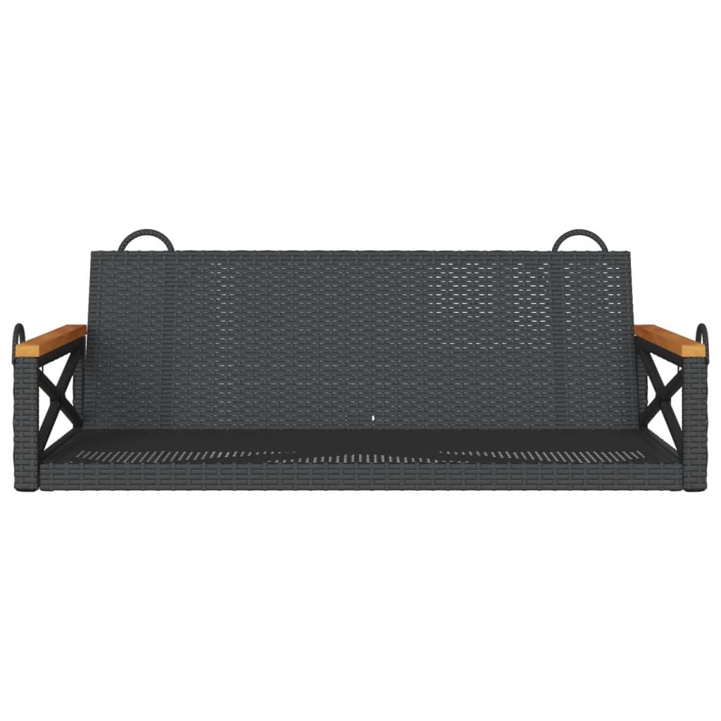 vidaXL Black Poly Rattan Swing Bench Hammock Chair - Hanging Outdoor Garden Patio Seat