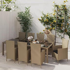 vidaXL Patio Dining Set 11 Piece with Cushions Garden Outdoor Terrace Balcony Dining Table and Chair Seat Seating Furniture Poly Rattan Beige