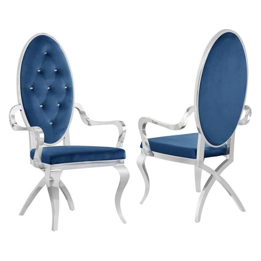 Best Quality Furniture Sc68 Side Chairs (Set Of 2), Navy Blue
