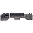 vidaXL Patio Sofa Set 7 Piece, Sectional Sofa for Outdoor Backyard, Couch with Cushions, Patio Furniture Set with Table, Poly Rattan Gray