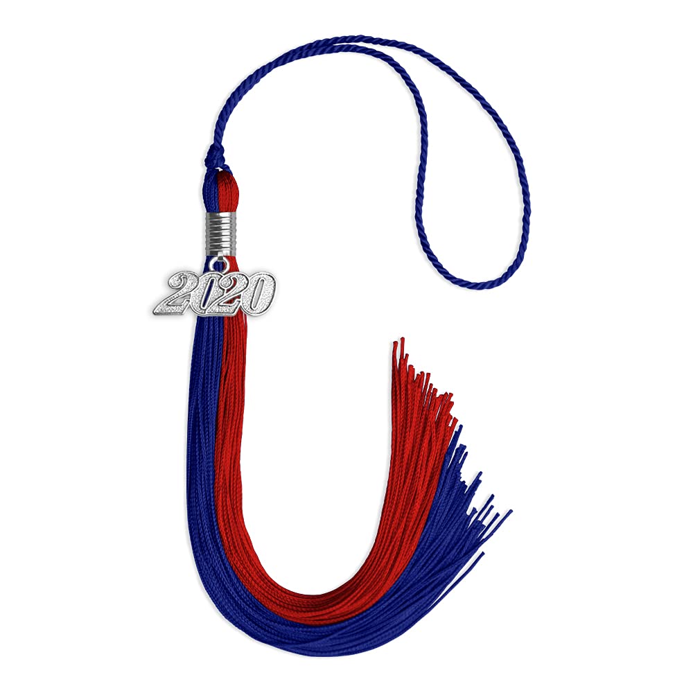 Endea Graduation Double Color Tassel with Silver Date Drop (Royal Blue/Red, 2020)