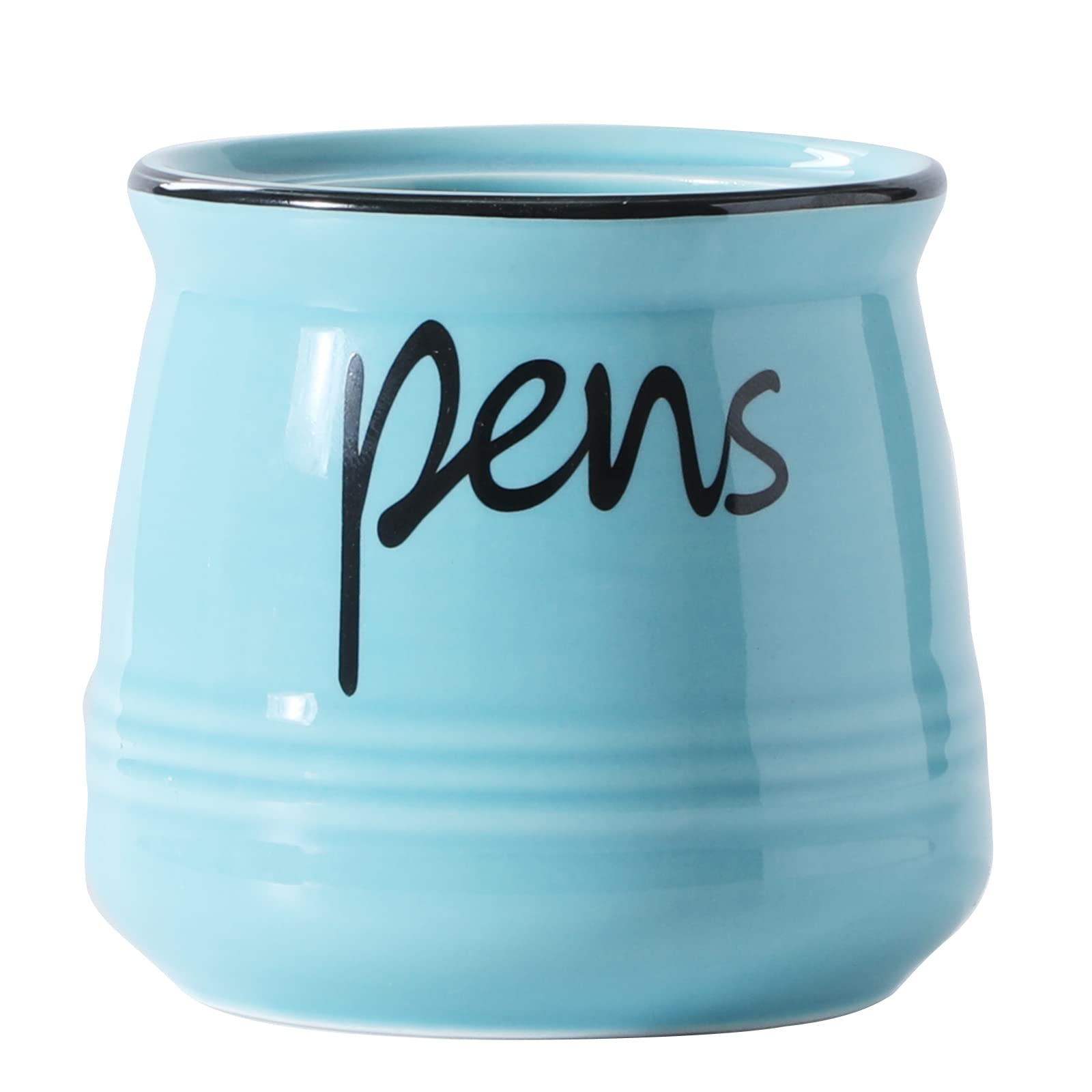 Ontube Porcelain Pens Holder Stand,Ceramic Pencils Holder (Turquoise)