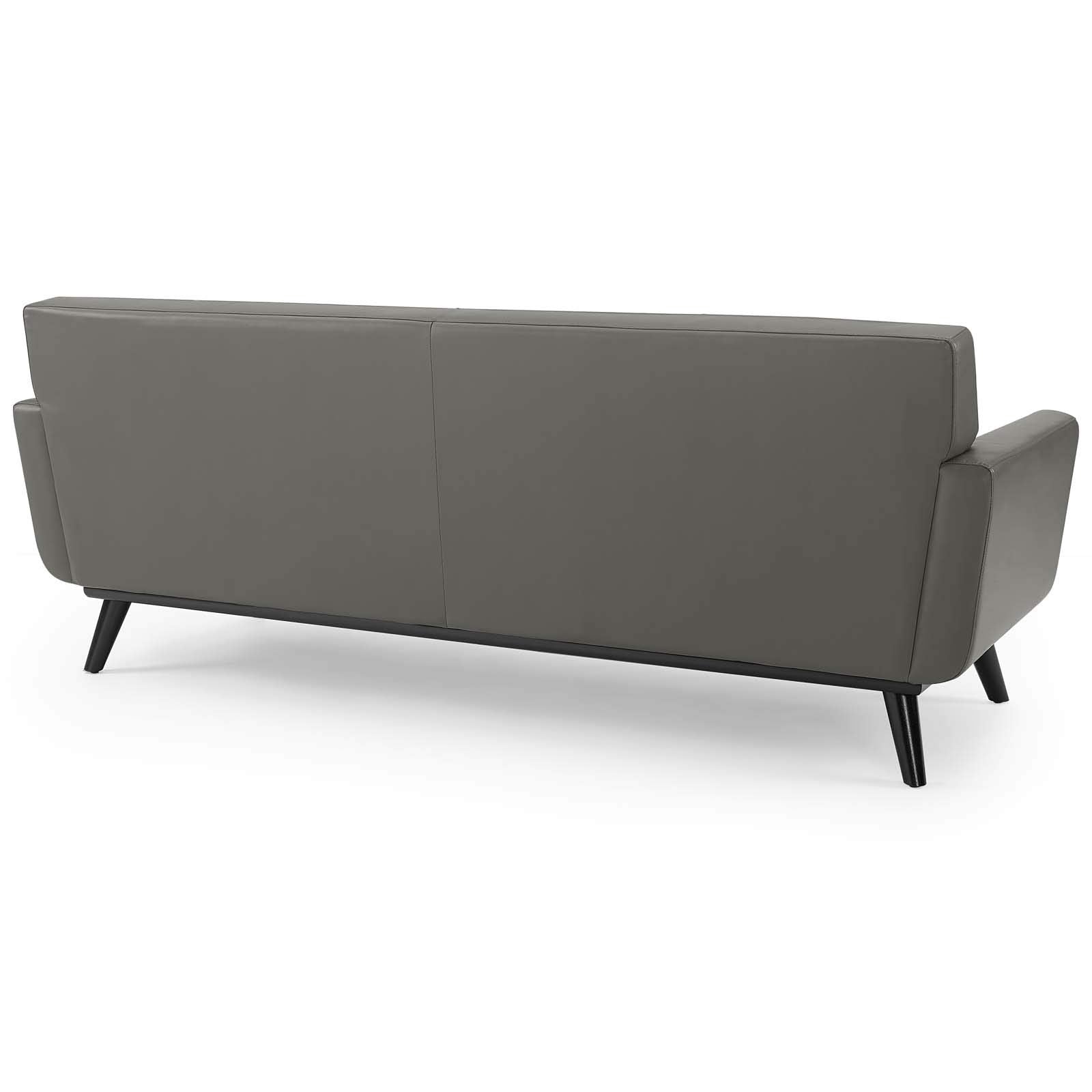 Modway Engage Sofa In Top-Grain Leather Living Room Lounge,Grey