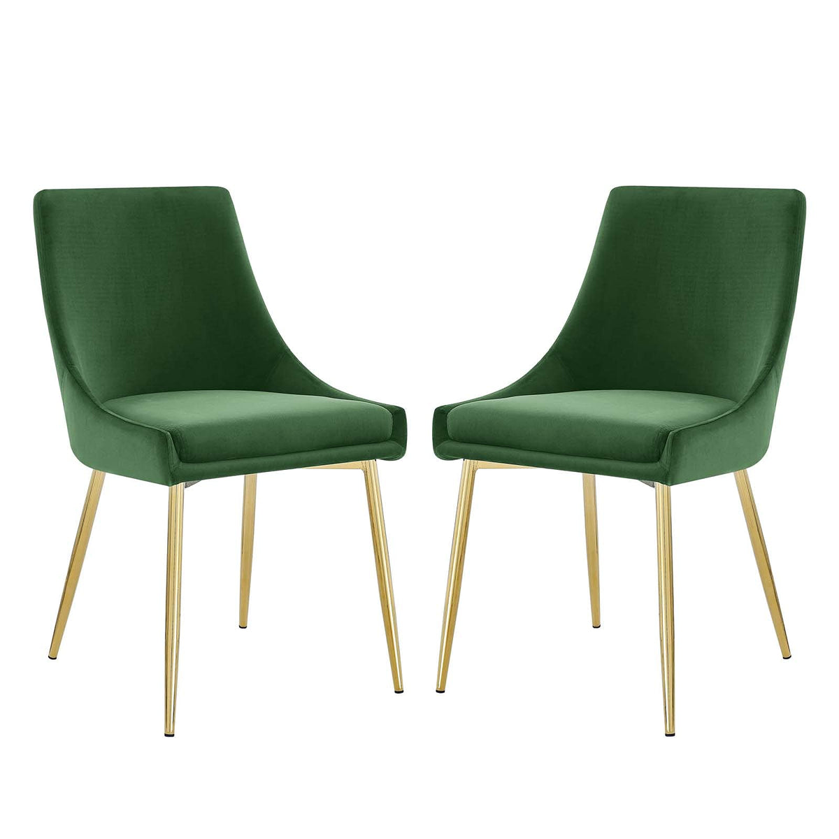 Modway Viscount Performance Velvet Dining Chairs-Set of 2, Emerald