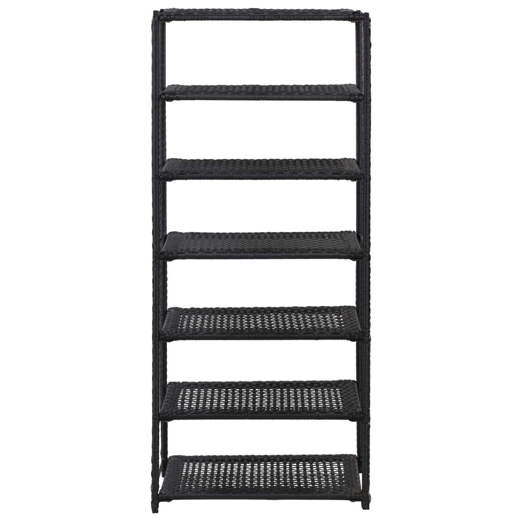 vidaXL Shoe Rack - Black, 19.7&quot;x11.8&quot;x47.2&quot;, Poly Rattan Material, Lightweight, Flexible & Durable, with 7 Shelves for Convenient & Organized Storage