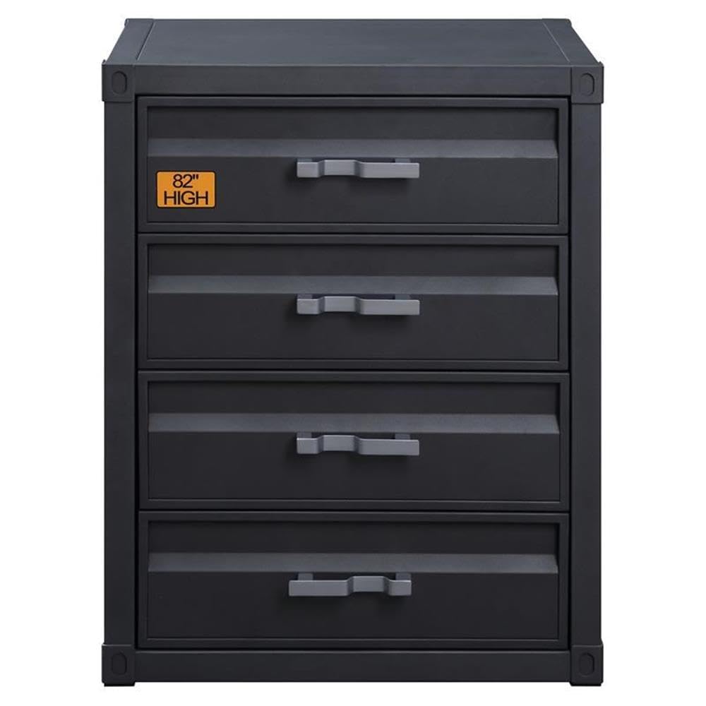 ACME Cargo Container Style Rectangular 4-Drawer Metal Chest in Gunmetal Metal