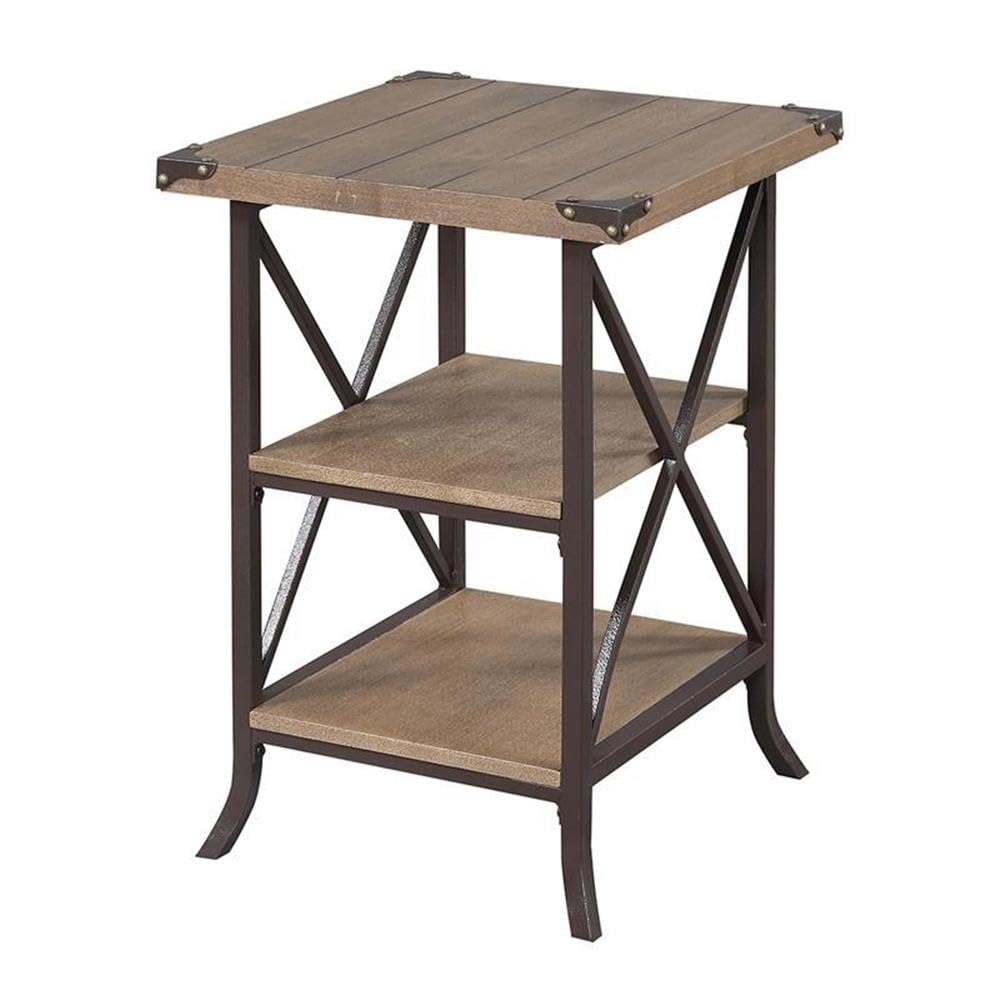 Convenience Concepts Brookline End Table, Driftwood / Brown Frame