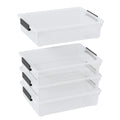 Begale 6 Quart Clear Plastic Storage Bins with Latching Lids, 4Pack