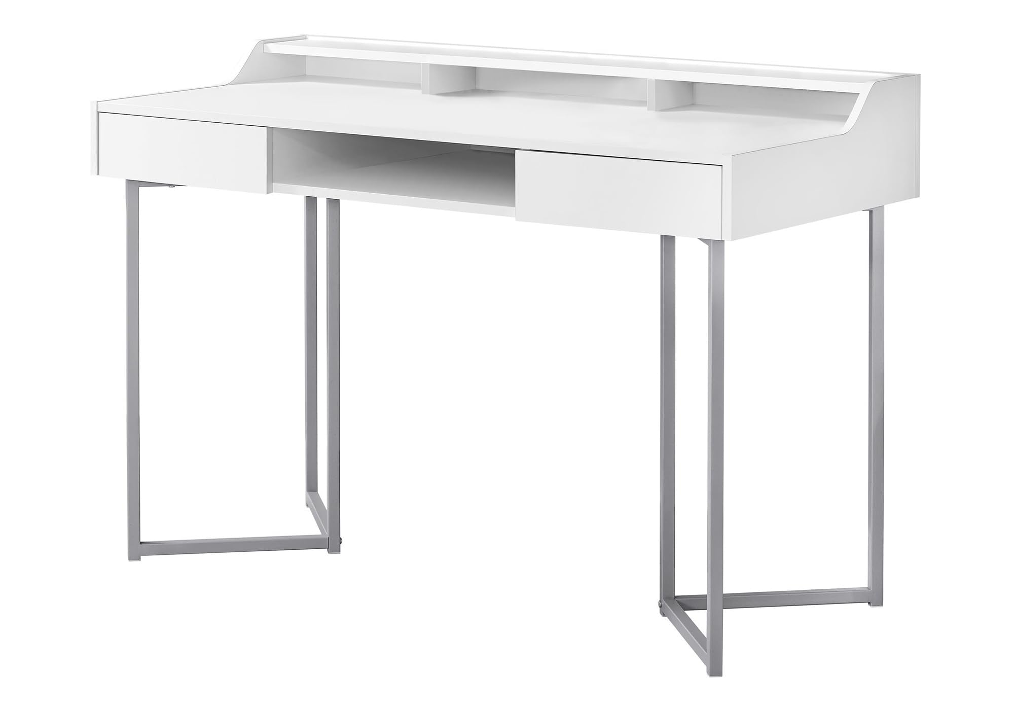 Monarch Specialties Computer Desk-Modern Contemporary Style-Laptop Table For Home & Office With Hutch Drawers And Shelves, 48&quot; L, White