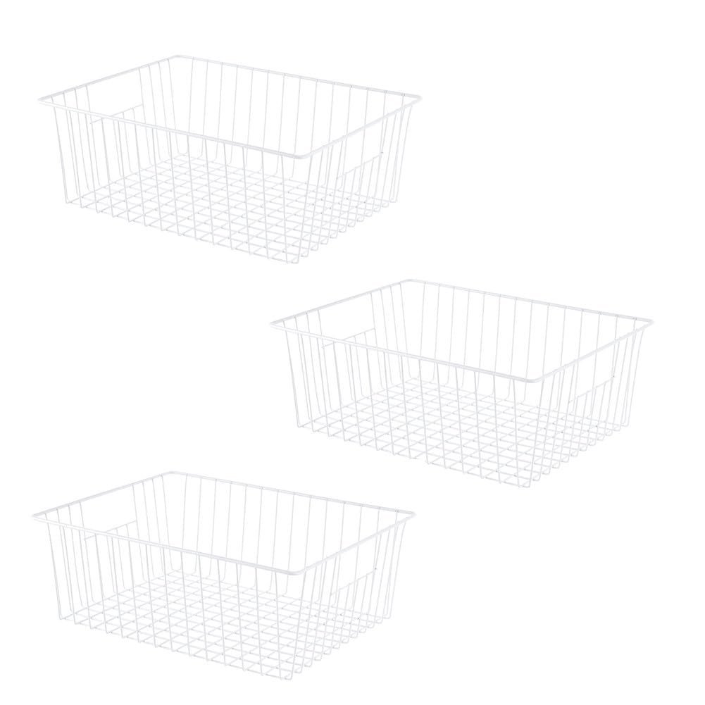Y.Z.Bros 16 L x 12 W Wider Freezer Storage Organizer Baskets Container, Metal Wire Chest Upright Refrigerator Divider Bins wit