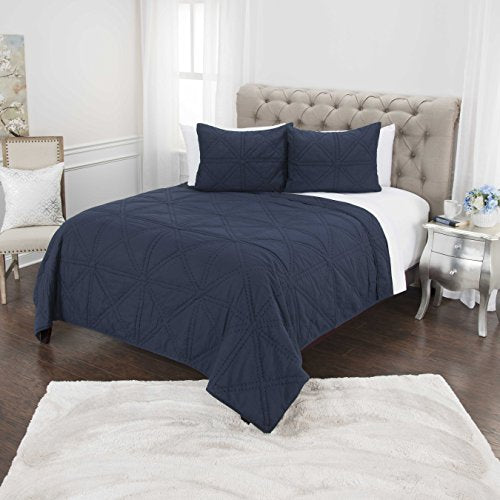 Rizzy Home | Bq4709 | Polyester Quilt | 106&quot;X92&quot; Blue/Neutral/ Solid
