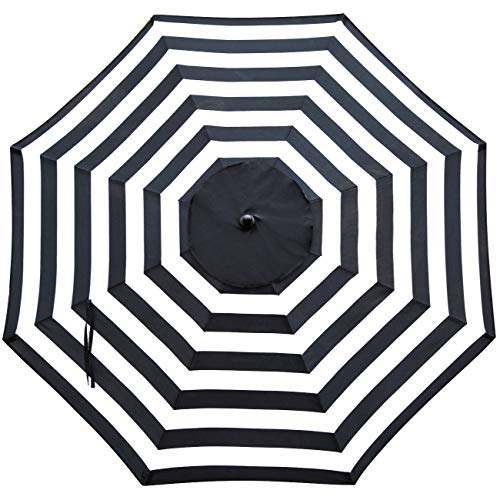 Sunnyglade 9Ft Patio Umbrella Replacement Canopy Market Umbrella Top Outdoor Umbrella Canopy With 8 Ribs (Black And White)