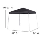 Flash Furniture Harris 8'X8' Black Outdoor Pop Up Event Slanted Leg Canopy Tent With Carry Bag