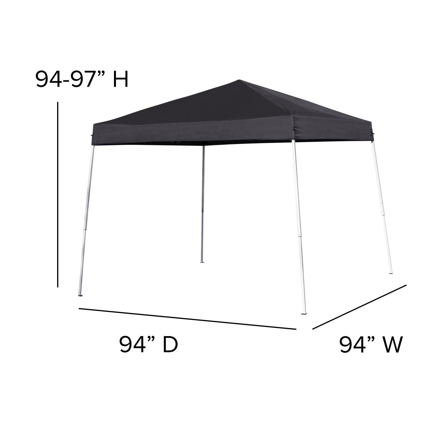 Flash Furniture Harris 8'X8' Black Outdoor Pop Up Event Slanted Leg Canopy Tent With Carry Bag