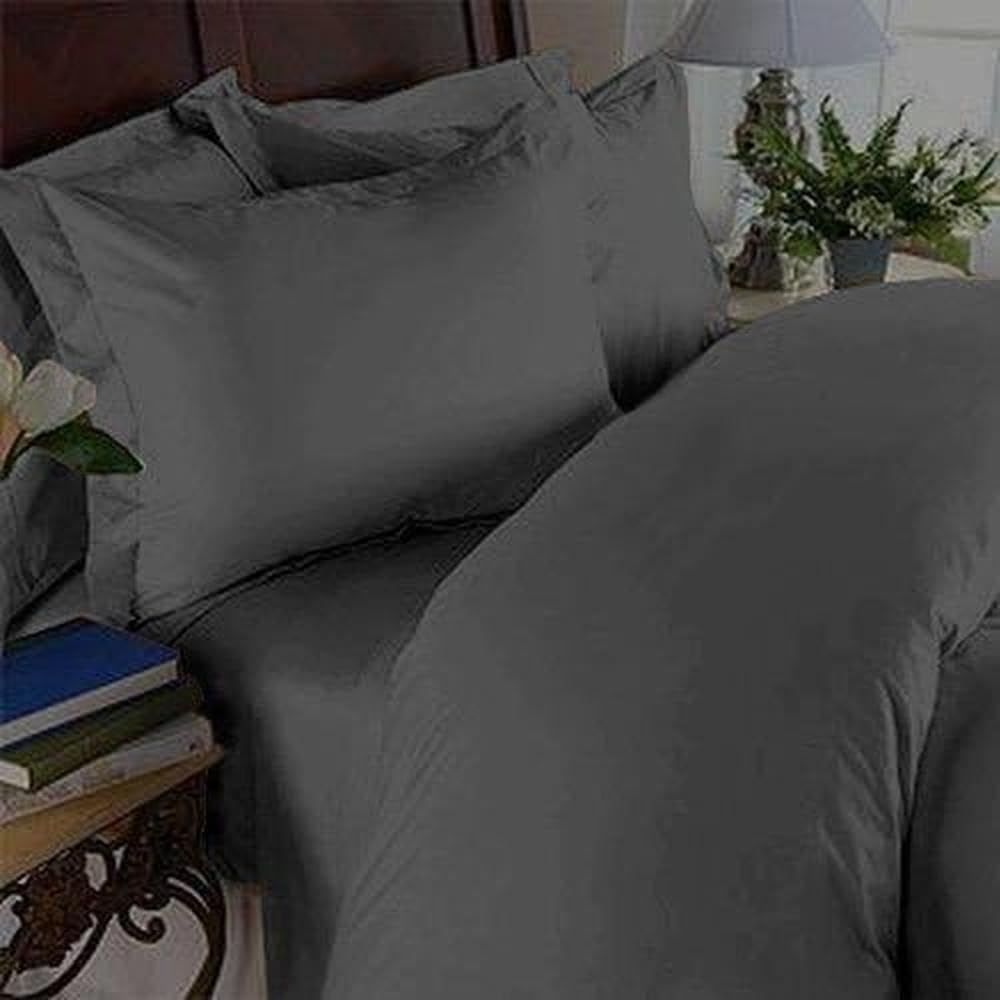 Elegant Comfort 1500 Premier - Wrinkle & Fade Resistant - Hotel Quality 3Pc Duvet Cover Set, Solid, Full/Queen, Grey