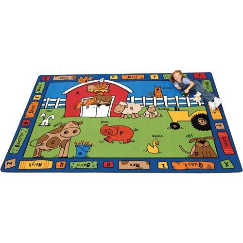 Carpets For Kids 5201 Alphabet Farm 4Ft 5In X 5Ft 10In Rectangle, Multicolored