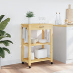 vidaXL Kitchen Trolley Rolling Cart - Solid Pine Wood with Honey Wax Finish, Mobile Organizer with Wheels for Home and Living Storage, 23.6x15.7x35.4