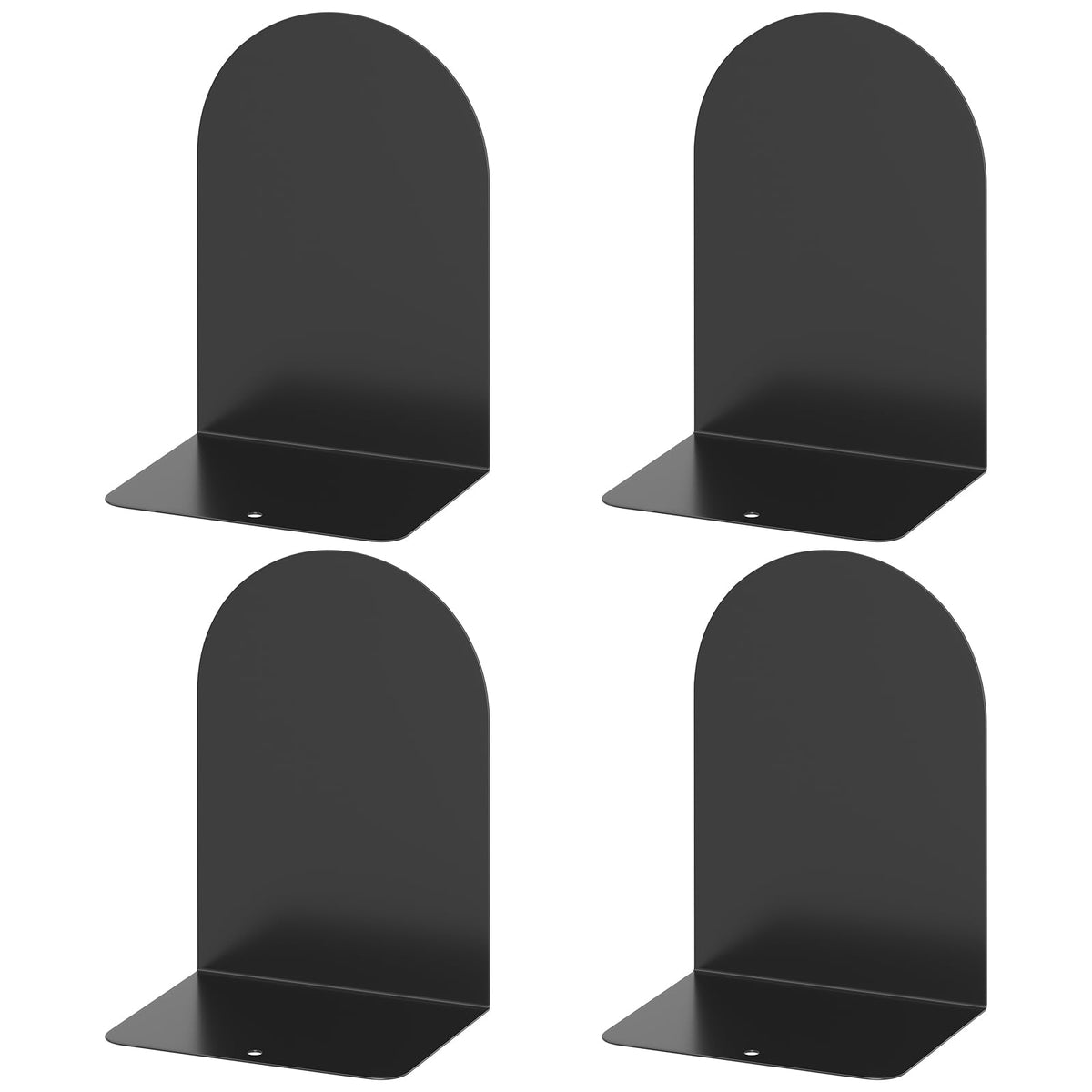 Alotche Metal Bookends - 2 Pairs, Round Design For Shelves & Desk, Black Home Office Book Stoppers