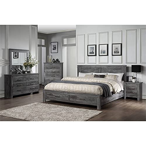 Acme Vidalia Queen Bed with Storage in Rustic Gray Oak
