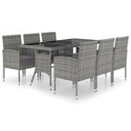 vidaXL Patio Dining Set 7 Piece Outdoor Garden Terrace Yard Patio Table and Chair Seating Seat Dining Set Furniture Poly Rattan Anthracite and Gray