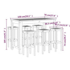 vidaXL Patio Bar Set 7 Piece, Outdoor Bar Table and Stools, Patio Furniture Set, Dining Set for Garden, Farmhouse, Solid Wood Acacia