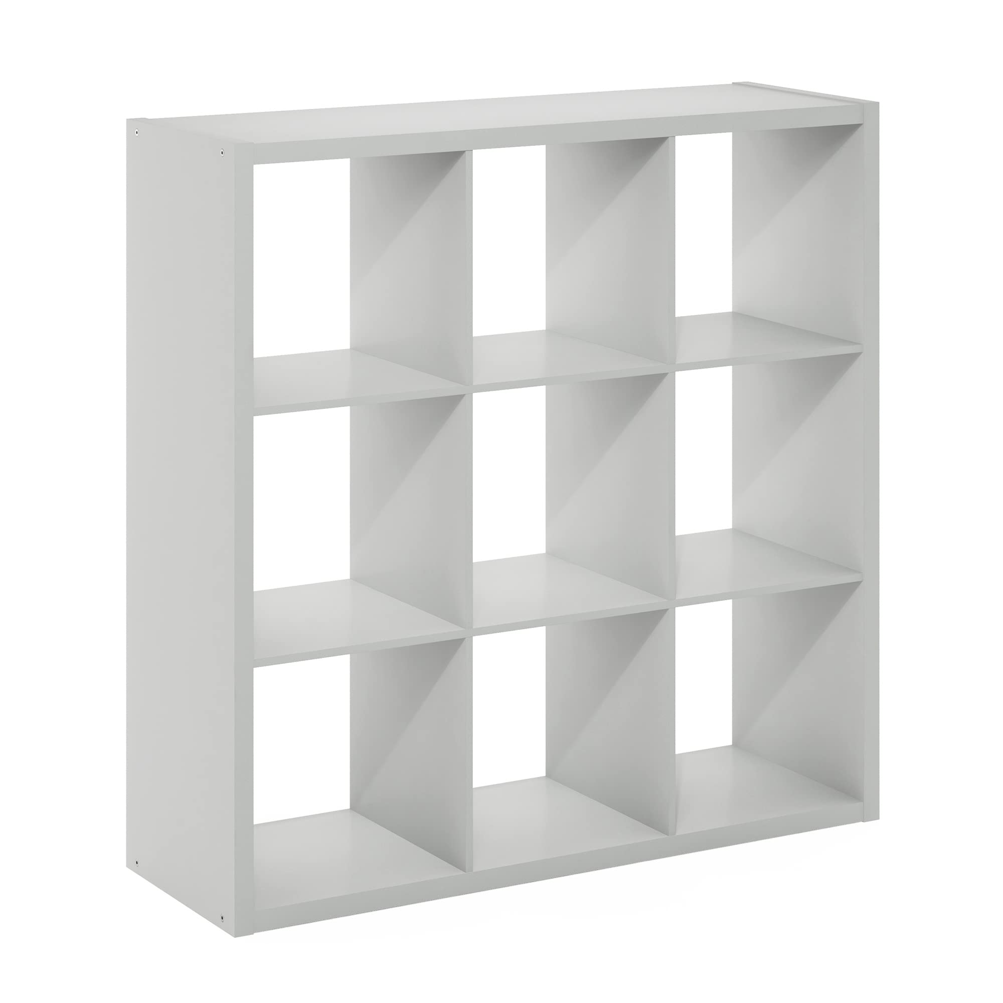Furinno Cubicle Open Back Decorative Cube Storage Organizer, 9-Cube, Light Grey