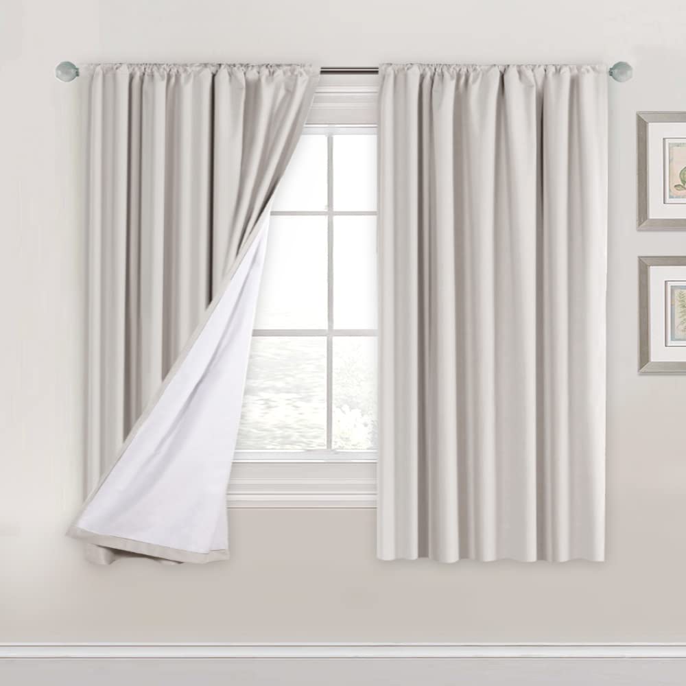 H.Versailtex Blackout Curtains 63 Inches Long Thermal Insulated Bedroom Curtain Draperies Rod Pocket Light Blocking Living Room