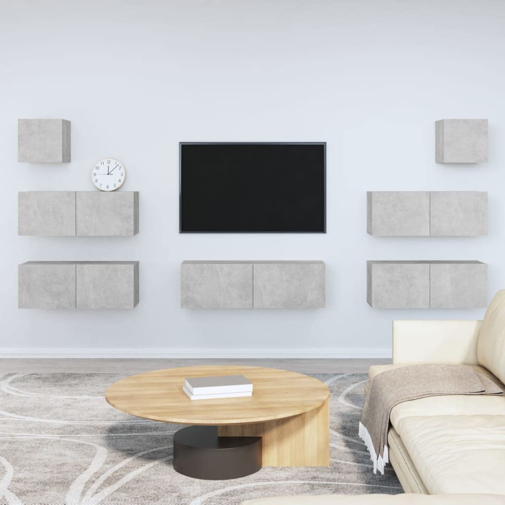 vidaXL 7 Piece TV Cabinet Set Concrete Gray Engineered Wood