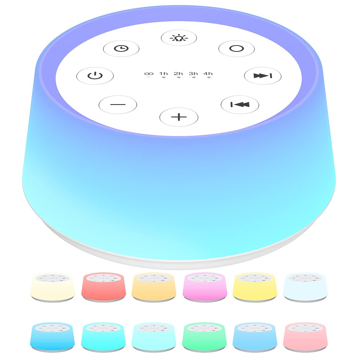 ColorsNoise Sound Machine and White Noise Machine with 30 Soothing Sounds with 12 Colors Baby Night Light with Memory Function (
