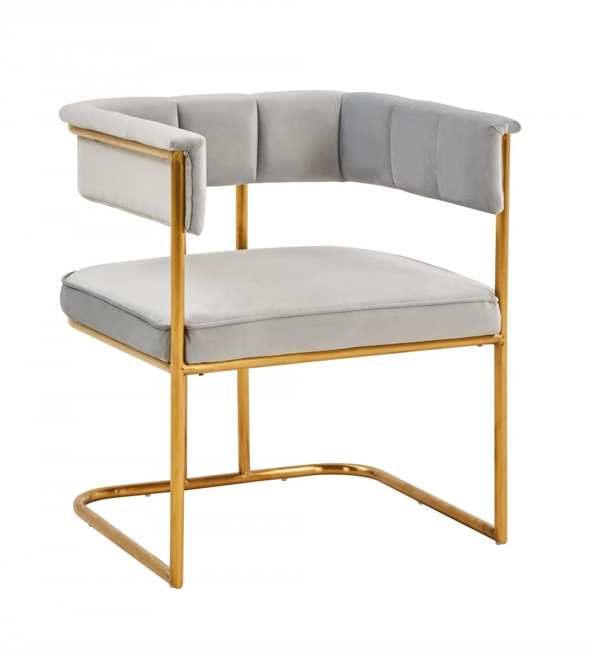 HomeRoots Grey Fabric, Metal Gray Gold Modern Dining Chair