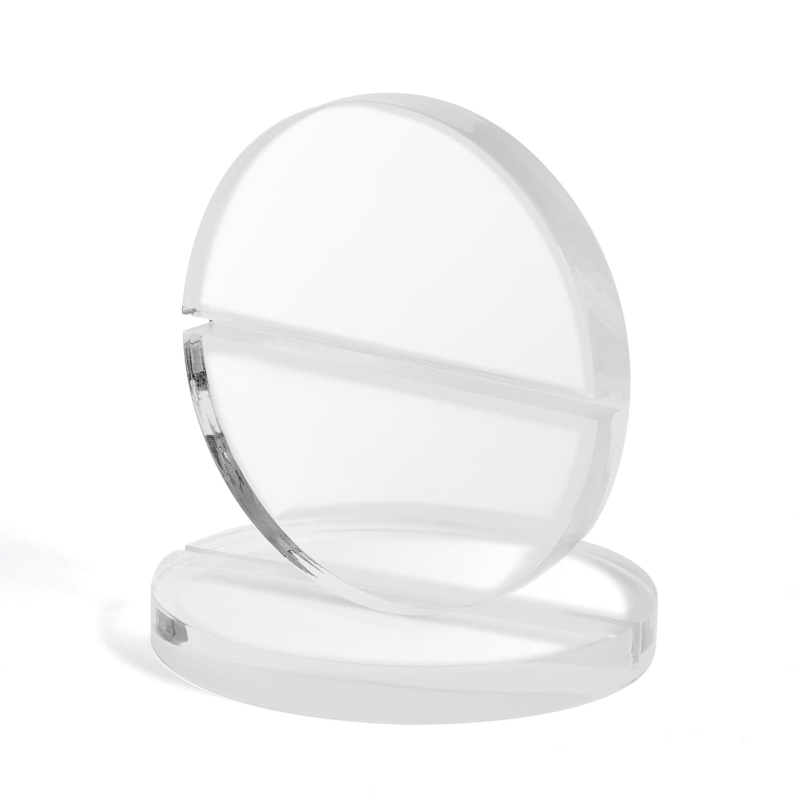 Uniqooo 4' Clear Acrylic Round Stand | 3Mm Slot Wedding Sign Holders, Perfect For Wedding, Table Number, Exhibition, Office, Re