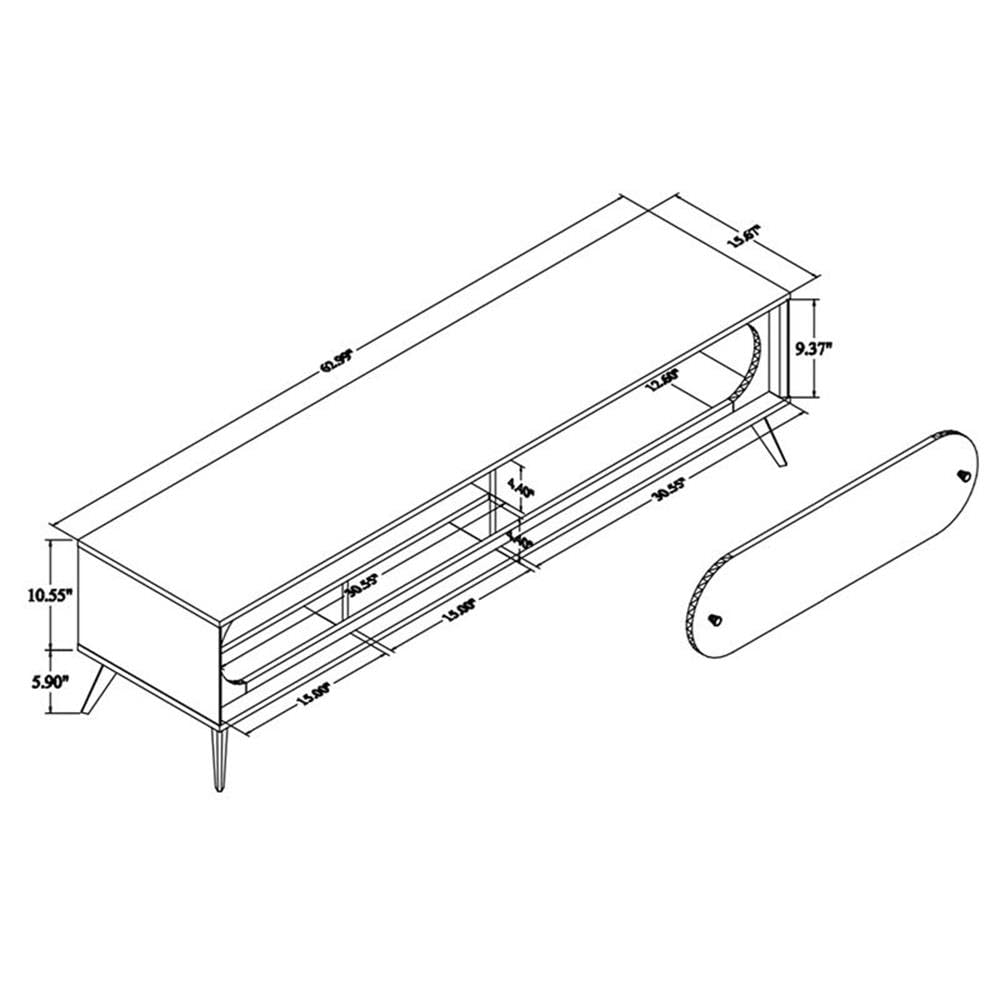 Baxton Studio Dena Mid-Century Modern Walnut Brown Wood and Gold Finished TV Stand