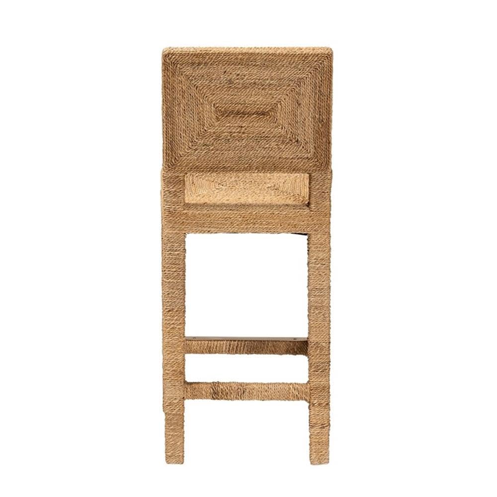 bali & pari Anfield Bohemian Natural Seagrass and Mahogany Wood Counter Stool