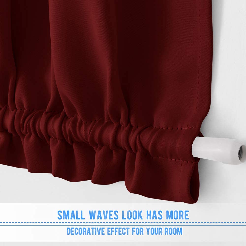 Nicetown Blackout Patio Door Curtains For Christmas - Window Decoration Privacy Thermal Insulated French Front Sidelight Panel Curtain For Glass Door (25W By 72L Inches, Burgundy, 1 Panel)