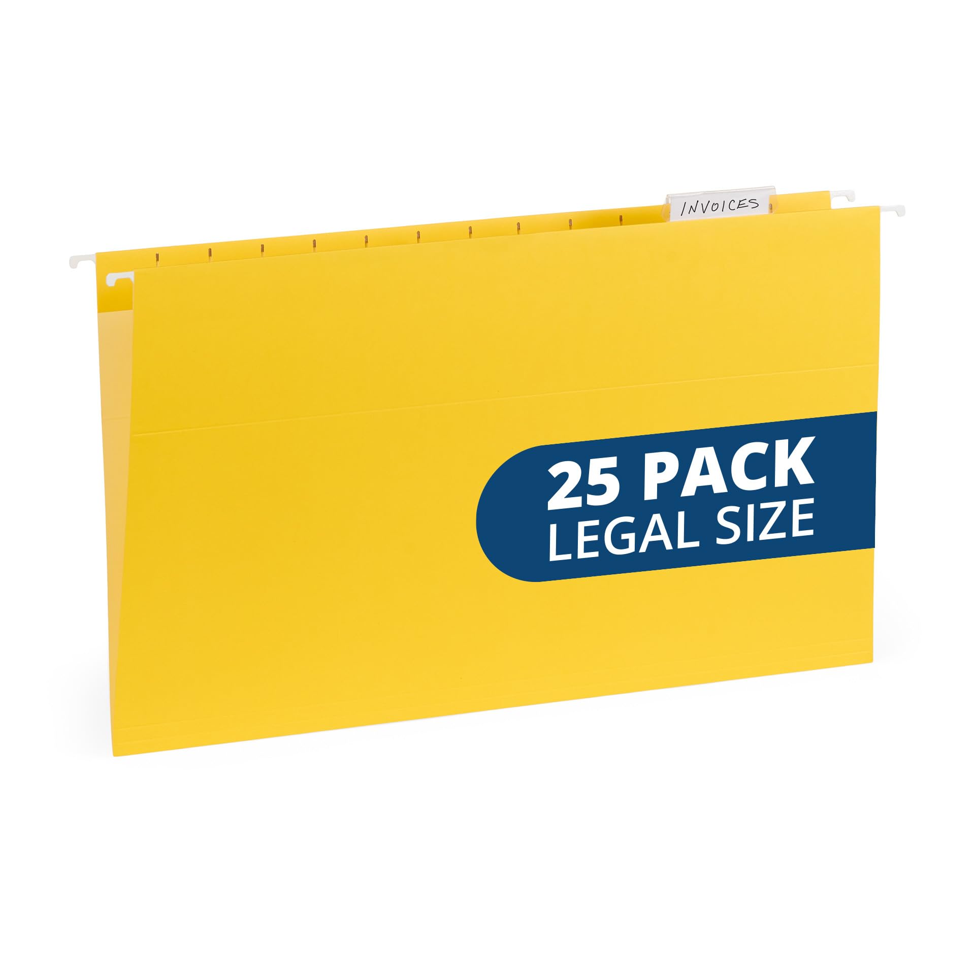 25 Blue Summit Supplies Yellow Legal Size Hanging File Folders - Durable 11Pt Paper, Hanging Legal File Folders Yellow With Plas