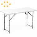 Skok 330Lbs Folding Picnic Table 4/6/8 Foot Adjustable Height, 4/6/8Ft Plastic Picnic Table Portable With Handle, Utility Commer