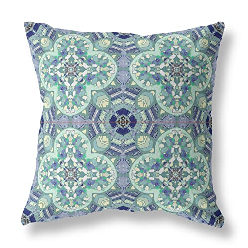 HomeRoots Light Aqua Blue Broadcloth Aqua Blue Cloverleaf Indoor Outdoor Throw Pillow