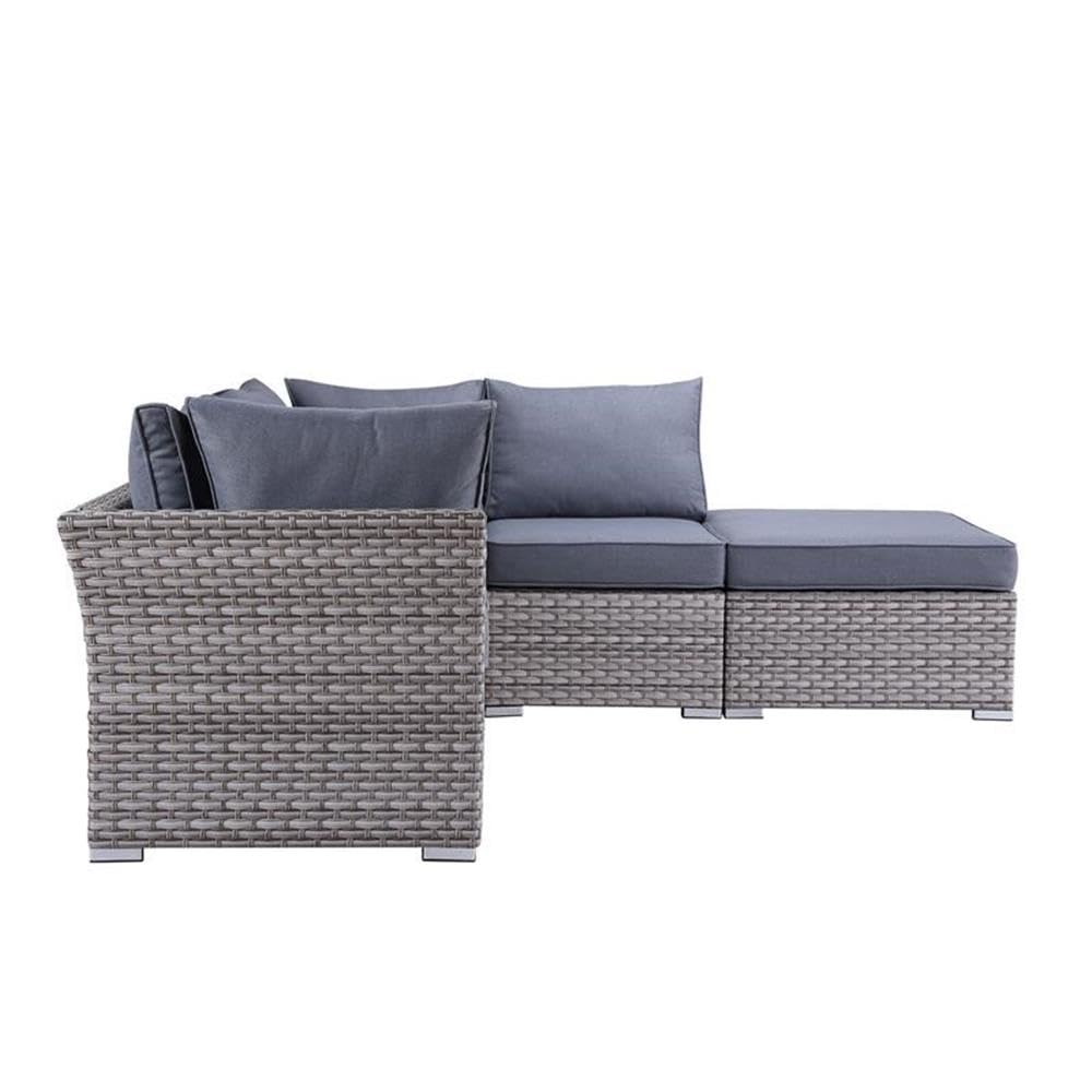 Acme Laurance Patio Sectional & Cocktail Table in Gray Fabric Finish